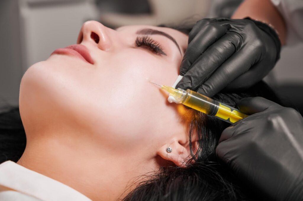 Radiant, youthful skin after PRP facial treatment.